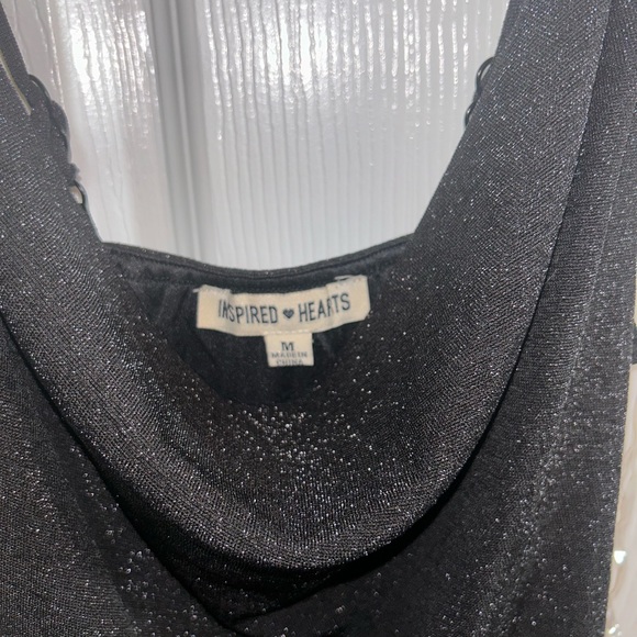 Jacquard Sparkling drawstring Black dress - Picture 2 of 3